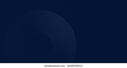 Abstract blue glowing geometric lines on dark blue background. Modern shiny blue circle lines pattern texture illustrations vector