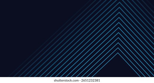 Abstract blue glowing geometric lines on dark background. Modern shiny blue rounded square lines pattern. Futuristic technology concept. Suit for poster, cover, banner, presentation, website, flyer