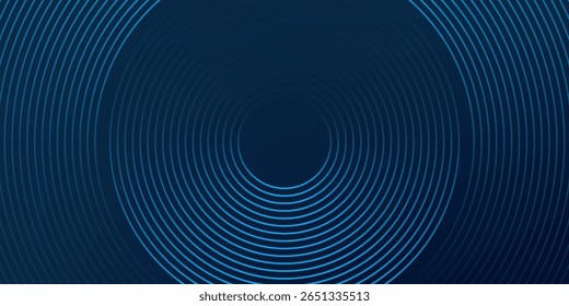 Líneas geométricas brillantes azules Abstractas sobre fondo azul oscuro. Moderno patrón de líneas de círculo azul brillante. Concepto de tecnología futurista. Traje para la cubierta, cartel, Anuncio, cabecera, Sitio web.eps10	