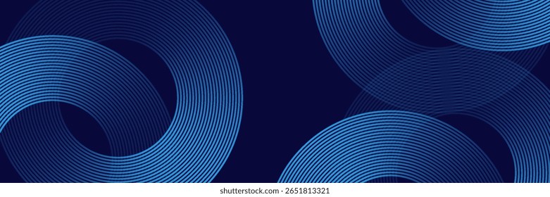Abstrato azul brilhante linhas geométricas moderno brilhante azul círculo linhas padrão. Folheto de banner de terno para capa