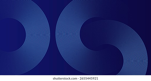 Líneas geométricas brillantes azules Abstractas sobre fondo azul oscuro. Moderno patrón de líneas de círculo azul brillante. Concepto de tecnología futurista. Traje para la cubierta, cartel, Anuncio, folleto, cabecera eps 10