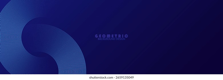 Abstract blue glowing geometric lines on dark blue background. Modern shiny blue circle lines pattern. Futuristic technology concept.  eps10