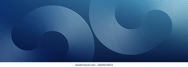 Líneas geométricas brillantes azules Abstractas sobre fondo azul oscuro. Moderno patrón de líneas de círculo azul brillante. Concepto de tecnología futurista. Traje para la cubierta, cartel, Anuncio, folleto, cabecera, Sitio web. eps 10