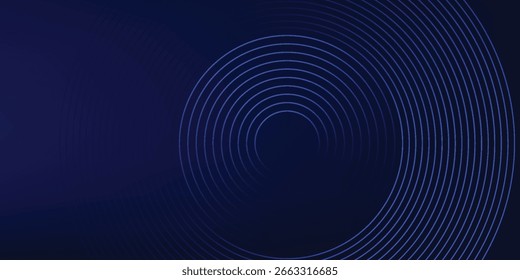 Líneas geométricas brillantes azules Abstractas sobre fondo azul oscuro. Moderno patrón de líneas de círculo azul brillante. 	