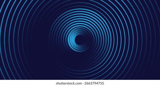 Líneas geométricas brillantes azules Abstractas sobre fondo azul oscuro. Moderno patrón de líneas de círculo azul brillante. Concepto de tecnología futurista
