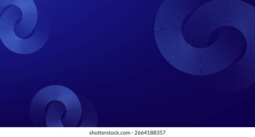 Abstract blue glowing geometric lines on dark blue background. Modern shiny blue circle lines pattern. Futuristic technology concept. Suit for cover, poster, banner, brochure, header, website