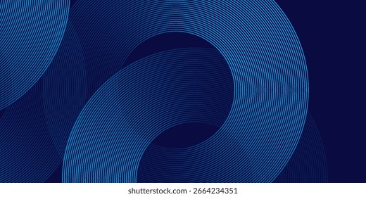 Líneas geométricas brillantes azules Abstractas Patrón moderno de líneas circulares azules brillantes. Ilustración EPS 10.