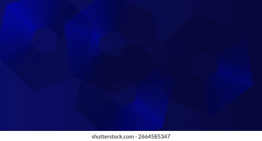Líneas geométricas brillantes azules Abstractas sobre fondo azul oscuro. Moderno patrón de líneas de círculo azul brillante.