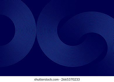 Líneas geométricas brillantes azules Abstractas sobre fondo azul oscuro. Moderno patrón de líneas de círculo azul brillante. Concepto de tecnología futurista.