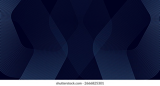 Líneas geométricas brillantes azules Abstractas sobre fondo oscuro. Moderno elemento brillante arte simple