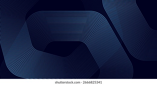 Líneas geométricas brillantes azules Abstractas sobre fondo oscuro. Elemento brillante moderno simple
