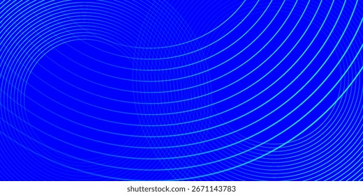 Líneas geométricas brillantes azules Abstractas sobre fondo azul oscuro. Diseño Buen arte simple Neón moderno
