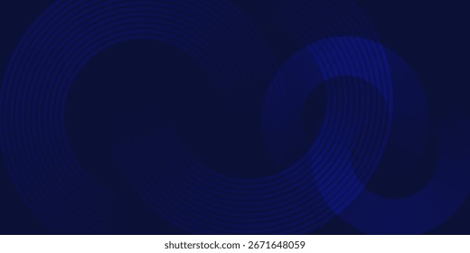 Líneas geométricas brillantes azules Abstractas sobre fondo azul oscuro. Moderno patrón de líneas de círculo azul brillante. Concepto de tecnología futurista. Traje para la cubierta, cartel, Anuncio, folleto, cabecera, 