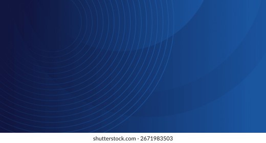 Líneas geométricas brillantes azules Abstractas sobre fondo azul oscuro. Círculo azul brillante moderno