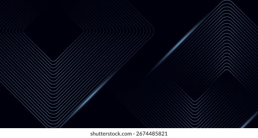 Abstract blue glowing geometric lines on dark blue background. Modern shiny blue circle lines pattern. Futuristic technology concept	