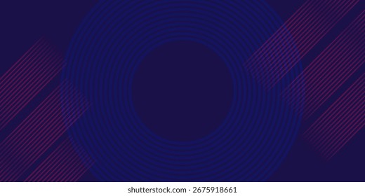 Abstract blue glowing geometric lines on dark blue background. Modern shiny blue circle lines pattern. Futuristic technology concept. Suit for cover, poster, banner, brochure, header, simple, art