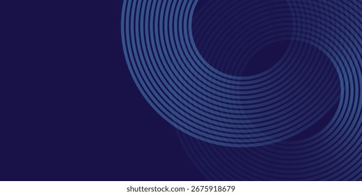 Líneas geométricas brillantes azules Abstractas sobre fondo azul oscuro. Moderno patrón de líneas de círculo azul brillante. Concepto de tecnología futurista. Traje para la cubierta, cartel, Anuncio, folleto, cabecera, simple, arte