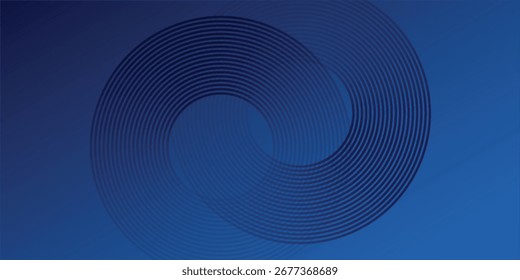 Líneas geométricas brillantes azules Abstractas sobre fondo azul oscuro. Fondo moderno de líneas de círculo azul brillante 