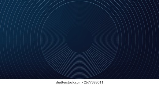 Líneas geométricas brillantes azules Abstractas sobre fondo azul oscuro. Moderno patrón de líneas de círculo azul brillante. Concepto de tecnología futurista. Traje para la cubierta, cartel, Anuncio, cabecera, Sitio web.