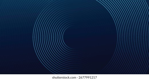 Líneas geométricas brillantes azules Abstractas sobre fondo azul oscuro. Modelo azul brillante moderno de las líneas circulares. eps 10 Vector