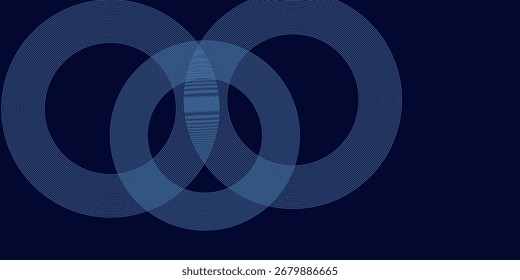 Líneas geométricas brillantes azules Abstractas sobre fondo azul oscuro. Moderno patrón de líneas de círculo azul brillante. Concepto de tecnología futurista.