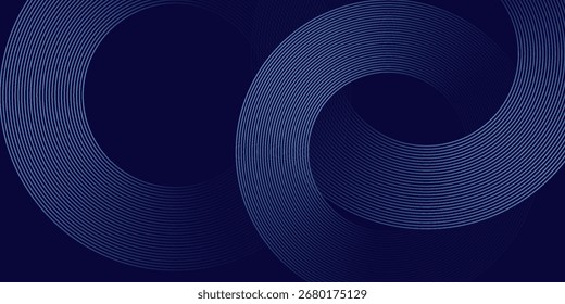 Líneas geométricas brillantes azules Abstractas sobre fondo azul oscuro. Moderno patrón de líneas de círculo azul brillante. Concepto de tecnología futurista. eps 10