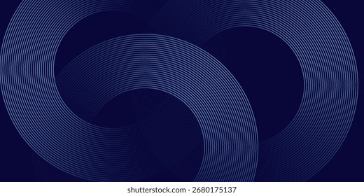 Líneas geométricas brillantes azules Abstractas sobre fondo azul oscuro. Moderno patrón de líneas de círculo azul brillante. Concepto de tecnología futurista. eps 10