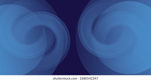 Líneas geométricas brillantes azules Abstractas sobre fondo azul oscuro. Moderno patrón de líneas de círculo azul brillante arte simple