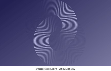 Abstrakte blaue leuchtende geometrische Linien auf dunkelblauem Hintergrund. Moderne glänzende blaue Kreislinien Muster. Futuristisches Technologiekonzept. Anzug für Cover, Poster, Banner, Header, Website