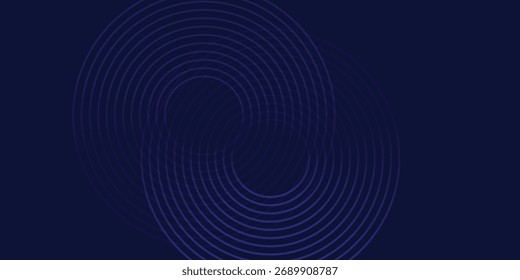 Líneas geométricas brillantes azules Abstractas sobre fondo azul oscuro. Moderno patrón de líneas de círculo azul brillante. Concepto de tecnología futurista. Traje para la cubierta, Anuncio, folleto, cabecera, Vector del Sitio web 