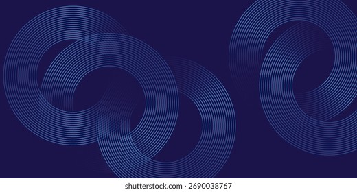 Abstract blue glowing geometric lines on dark blue background. Modern shiny blue circle lines pattern. Futuristic technology concept.,