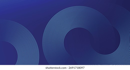 Líneas geométricas brillantes azules Abstractas sobre fondo azul oscuro. Moderno patrón de líneas de círculo azul brillante. Concepto de tecnología futurista. 