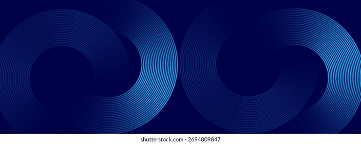 Abstrato azul brilhante linhas geométricas moderno brilhante azul círculo linhas padrão. Folheto de banner de terno para capa