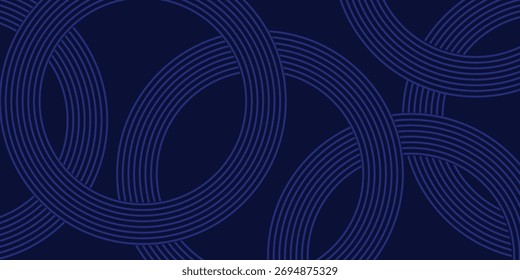 Líneas geométricas brillantes azules Abstractas sobre fondo azul oscuro. Moderno patrón de líneas de círculo azul brillante. Concepto de tecnología futurista. Traje para la cubierta, cartel, Vector