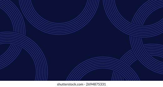 Abstract blue glowing geometric lines on dark blue background. Modern shiny blue circle lines pattern. Futuristic technology concept. Suit for cover, poster,vector