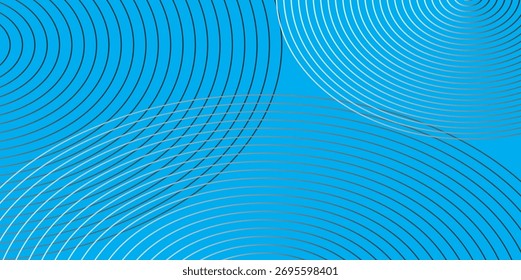 Líneas geométricas brillantes azules Abstractas sobre fondo negro blanco. Moderno patrón de líneas de círculo negro brillante. Concepto de tecnología futurista. Traje para la cubierta, cartel,