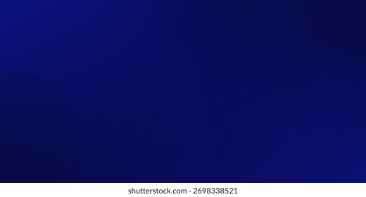 Linhas geométricas brilhantes em azul escuro no fundo. Padrão moderno de linhas de círculo azul brilhante. Conceito de tecnologia futurista. Terno para capa, cartaz, banner, brochura, cabeçalho, website.eps.10
