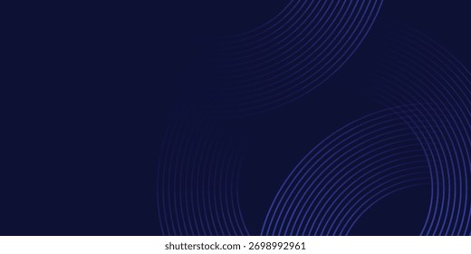 Abstract blue glowing geometric lines on dark blue background. Modern shiny blue circle lines pattern. Futuristic technology concept eps10