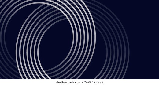 Líneas geométricas brillantes azules Abstractas sobre fondo azul oscuro. Moderno patrón de líneas de círculo azul brillante. Concepto de tecnología futurista. Traje para la cubierta, cartel, Anuncio, cabecera, Sitio web.