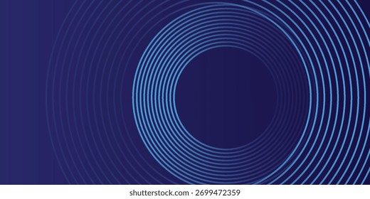 Líneas geométricas brillantes azules Abstractas sobre fondo azul oscuro. Moderno patrón de líneas de círculo azul brillante. Concepto de tecnología futurista. Traje para la cubierta, cartel, Anuncio, folleto, cabecera, 