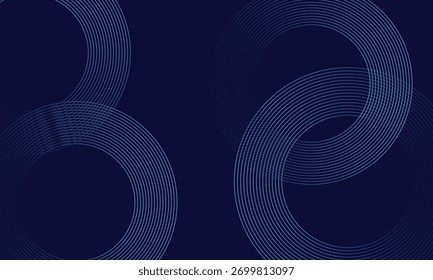 Líneas geométricas brillantes azules Abstractas sobre fondo azul oscuro. Moderno patrón de líneas de círculo azul brillante.