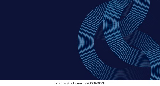 Líneas geométricas brillantes azules Abstractas sobre fondo azul oscuro. Moderno patrón de líneas de círculo azul brillante. Vector de tecnología futurista eps10
