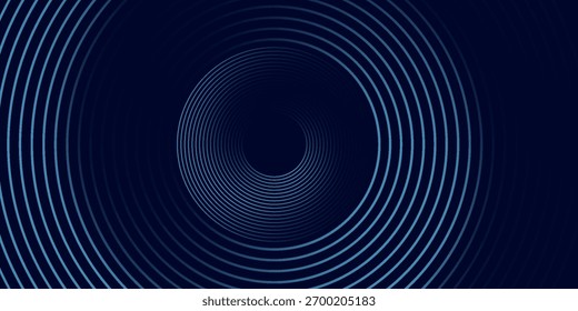 Líneas geométricas brillantes azules Abstractas sobre fondo azul oscuro. Moderno patrón de líneas de círculo azul brillante.