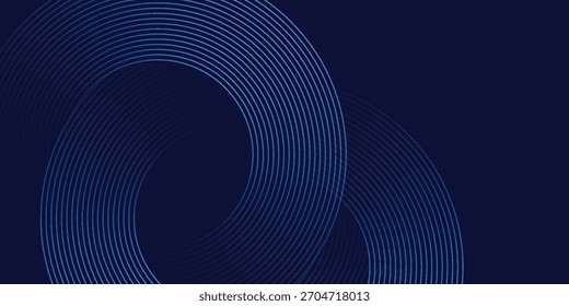 Abstrakte blaue leuchtende geometrische Linien moderne glänzende blaue Kreislinien Muster. 