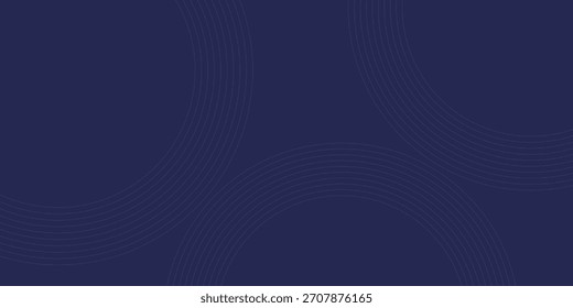 Abstract blue glowing geometric lines on dark blue background. Modern shiny circle lines pattern. Futuristic technology concept. Suit for cover, poster, banner, brochure, header, website vector