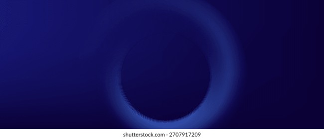 Abstract blue glowing geometric lines on dark blue background. Modern shiny blue circle lines pattern. Futuristic technology concept. Suit for cover, poster, banner, brochure, header, website