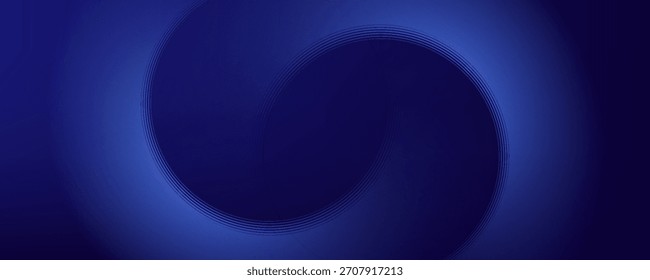 Líneas geométricas brillantes azules Abstractas sobre fondo azul oscuro. Moderno patrón de líneas de círculo azul brillante. Concepto de tecnología futurista. Traje para la cubierta, cartel, Anuncio, folleto, cabecera, Sitio web