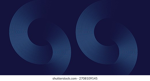 Abstrakte blaue leuchtende geometrische Linien auf dunkelblauem Hintergrund. Moderne glänzende blaue Kreislinien Muster. Futuristisches Technologiekonzept. Anzug für Cover, Poster, Banner eps 10.
