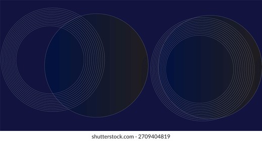 Abstract blue glowing geometric lines on dark blue background. Modern shiny blue circle lines pattern. Futuristic technology concept. Suit for cover, poster, banner eps 10.