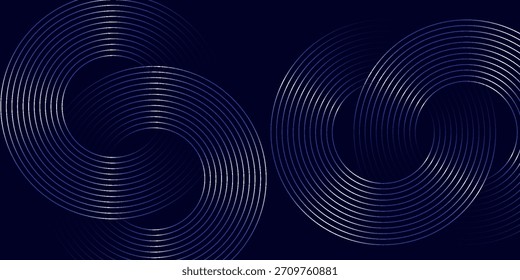 Abstract blue glowing geometric lines on dark blue background. Modern shiny blue circle lines pattern. Futuristic technology concept.